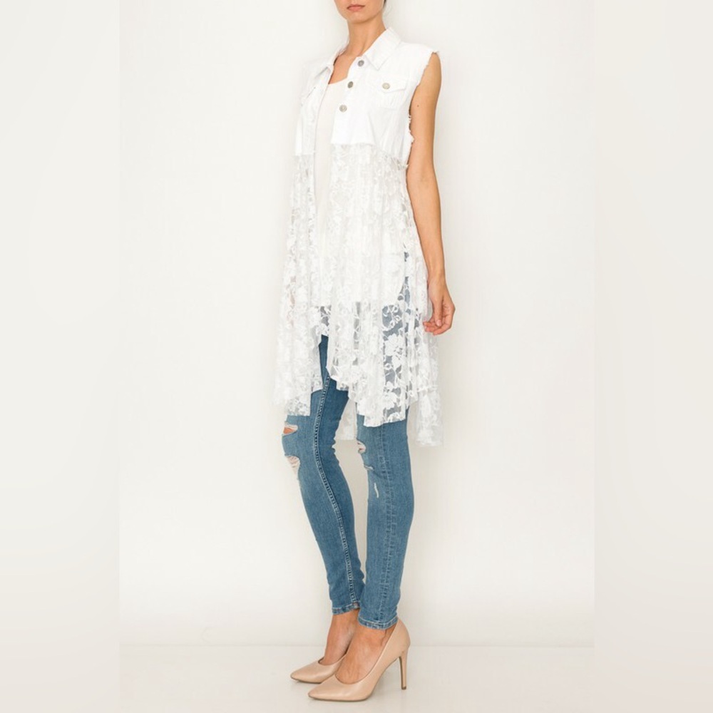 New ORIGAMI Ivory White Boho Western 
Cardigan/Duster